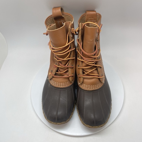 LL Bean Bean Boots Womens 8 Brown Leather Duck Lace Up Waterproof Shoes USA - Picture 2 of 11